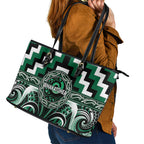 Aotearoa Whakatohea Leather Tote Bag Maori Iwi Poutama Puhoro Tattoo