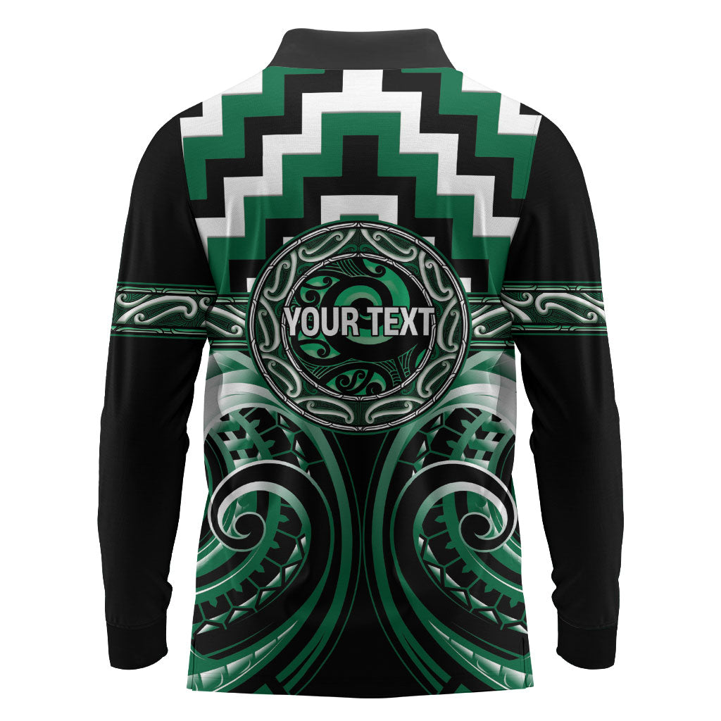 Aotearoa Whakatohea Personalised Long Sleeve Polo Shirt Maori Iwi Poutama Puhoro Tattoo