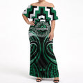 Aotearoa Whakatohea Personalised Off Shoulder Maxi Dress Maori Iwi Poutama Puhoro Tattoo