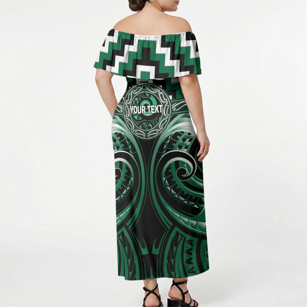Aotearoa Whakatohea Personalised Off Shoulder Maxi Dress Maori Iwi Poutama Puhoro Tattoo