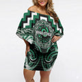 Aotearoa Whakatohea Personalised Off Shoulder Short Dress Maori Iwi Poutama Puhoro Tattoo