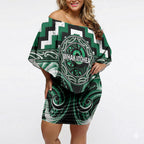 Aotearoa Whakatohea Personalised Off Shoulder Short Dress Maori Iwi Poutama Puhoro Tattoo