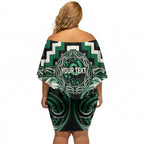 Aotearoa Whakatohea Personalised Off Shoulder Short Dress Maori Iwi Poutama Puhoro Tattoo