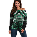 Aotearoa Whakatohea Personalised Off Shoulder Sweater Maori Iwi Poutama Puhoro Tattoo