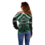 Aotearoa Whakatohea Personalised Off Shoulder Sweater Maori Iwi Poutama Puhoro Tattoo