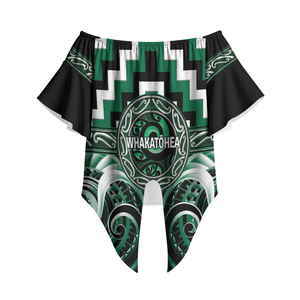 Aotearoa Whakatohea Personalised Off Shoulder Wrap Waist Top Maori Iwi Poutama Puhoro Tattoo