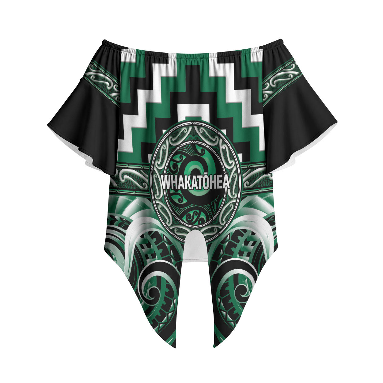 Aotearoa Whakatohea Personalised Off Shoulder Wrap Waist Top Maori Iwi Poutama Puhoro Tattoo
