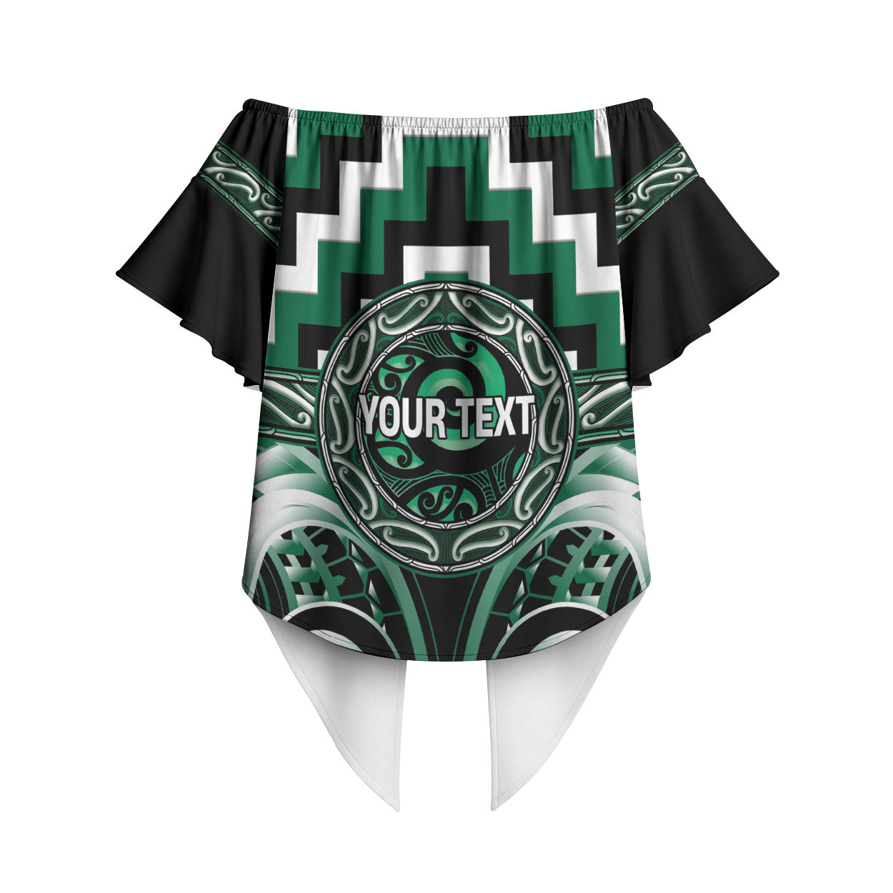 Aotearoa Whakatohea Personalised Off Shoulder Wrap Waist Top Maori Iwi Poutama Puhoro Tattoo