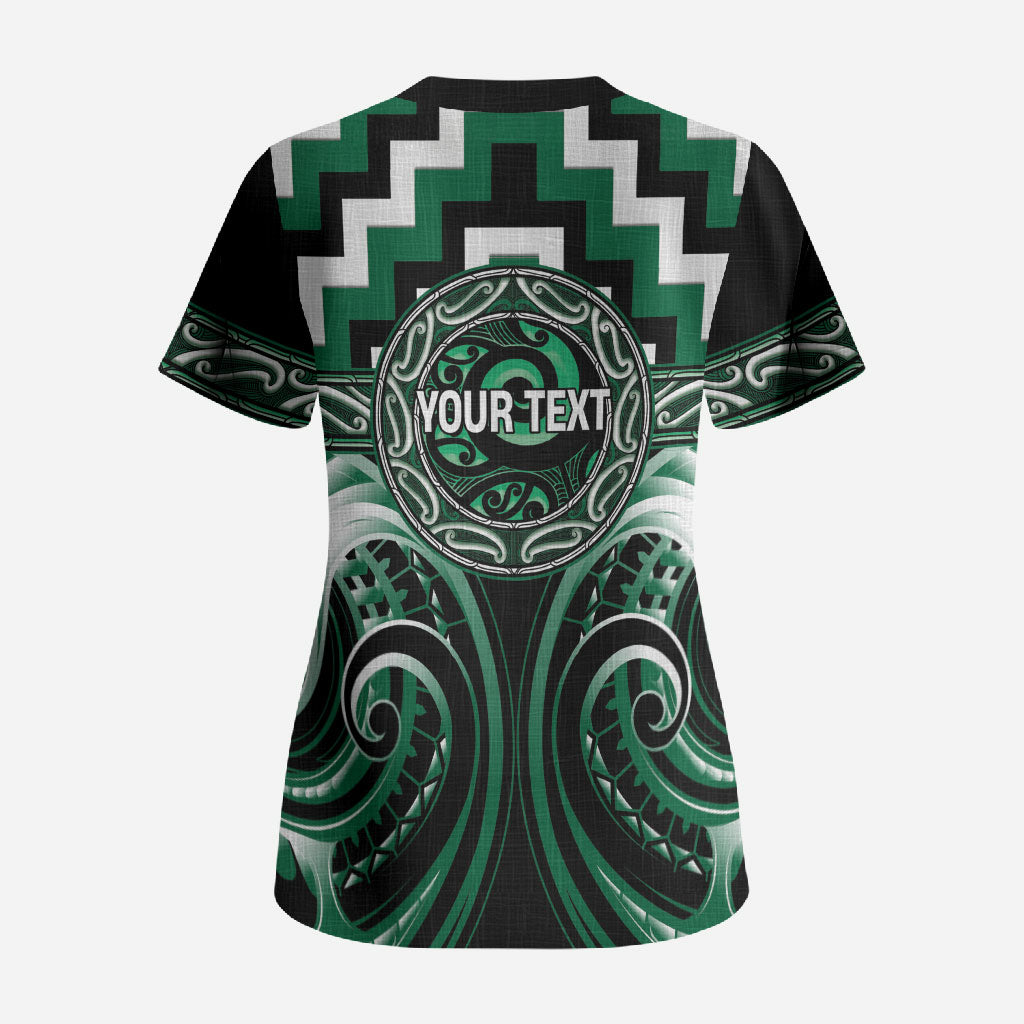 Aotearoa Whakatohea Personalised Scrub Top Maori Iwi Poutama Puhoro Tattoo