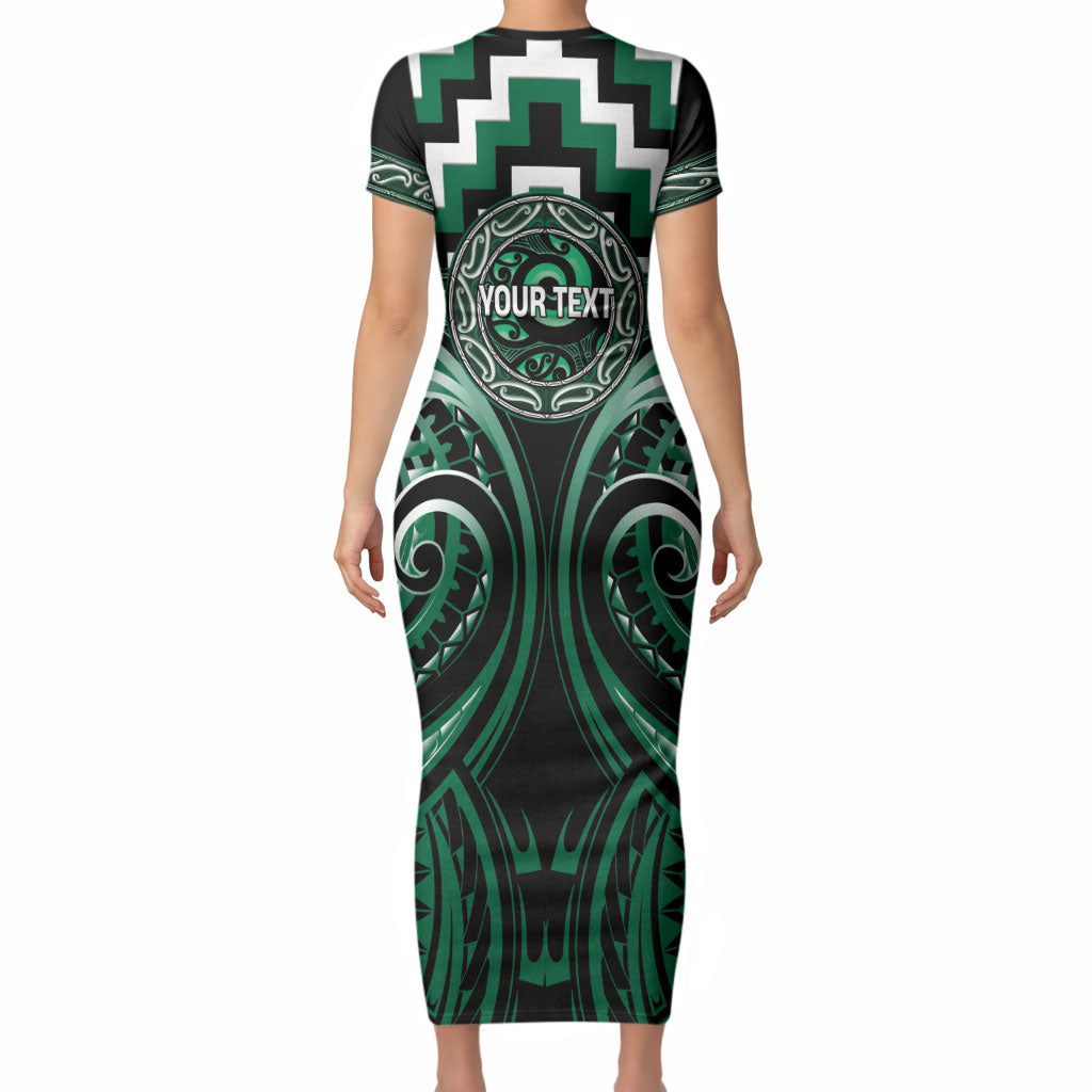 Aotearoa Whakatohea Personalised Short Sleeve Bodycon Dress Maori Iwi Poutama Puhoro Tattoo