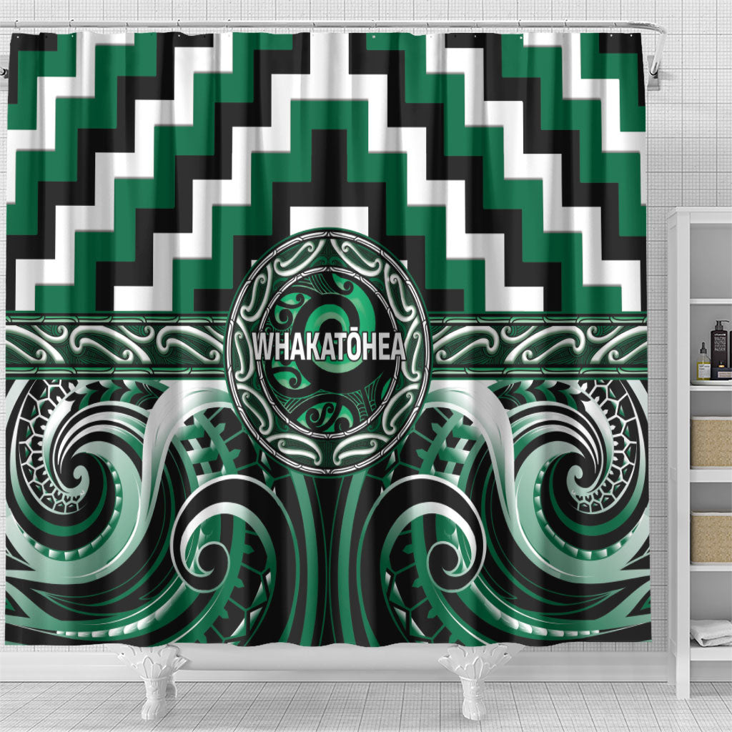 Aotearoa Whakatohea Shower Curtain Maori Iwi Poutama Puhoro Tattoo