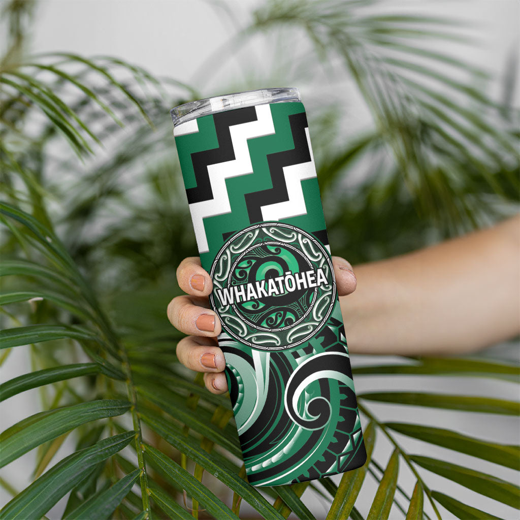 Aotearoa Whakatohea Personalised Skinny Tumbler Maori Iwi Poutama Puhoro Tattoo