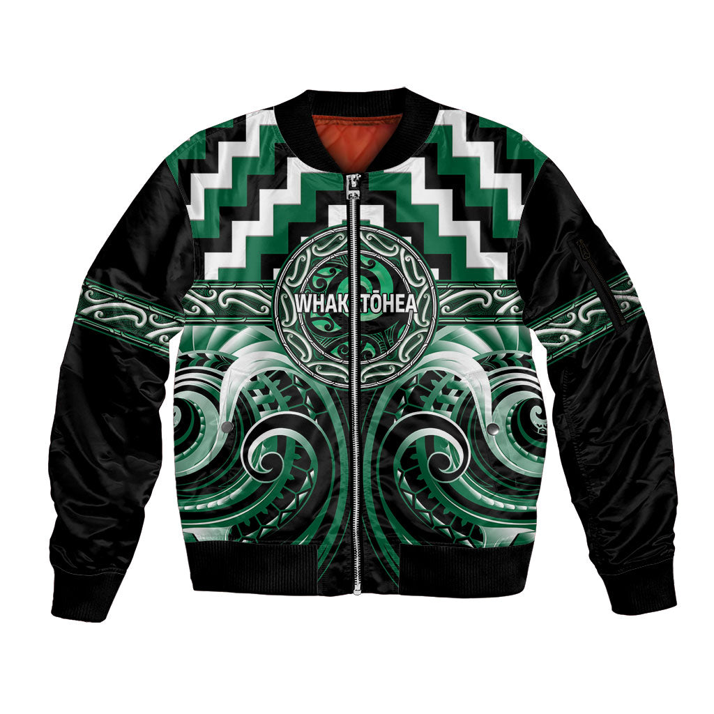 Aotearoa Whakatohea Personalised Sleeve Zip Bomber Jacket Maori Iwi Poutama Puhoro Tattoo