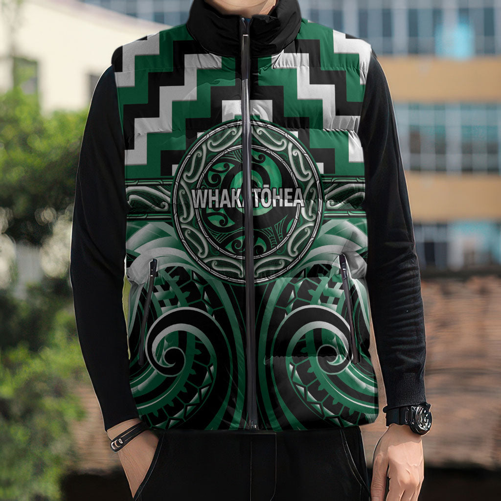 Aotearoa Whakatohea Personalised Sleeveless Puffer Jacket Maori Iwi Poutama Puhoro Tattoo