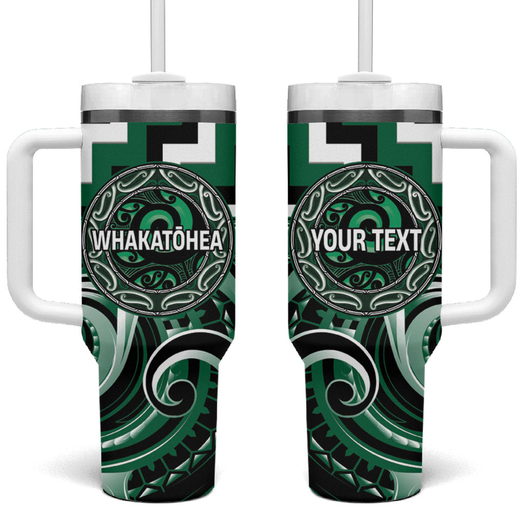 Aotearoa Whakatohea Personalised Tumbler With Handle Maori Iwi Poutama Puhoro Tattoo