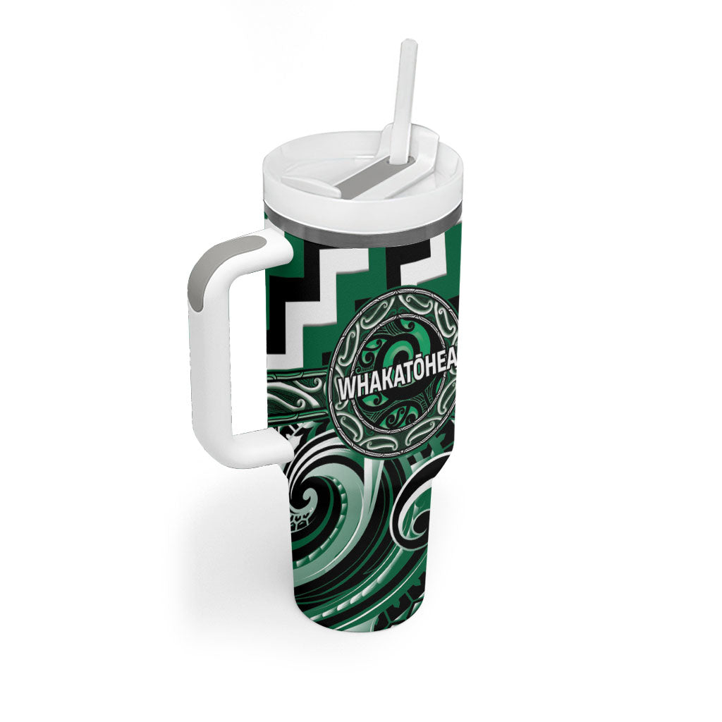 Aotearoa Whakatohea Personalised Tumbler With Handle Maori Iwi Poutama Puhoro Tattoo