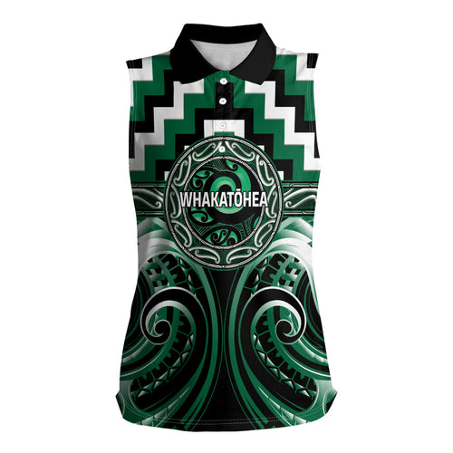 Aotearoa Whakatohea Personalised Women Sleeveless Polo Shirt Maori Iwi Poutama Puhoro Tattoo