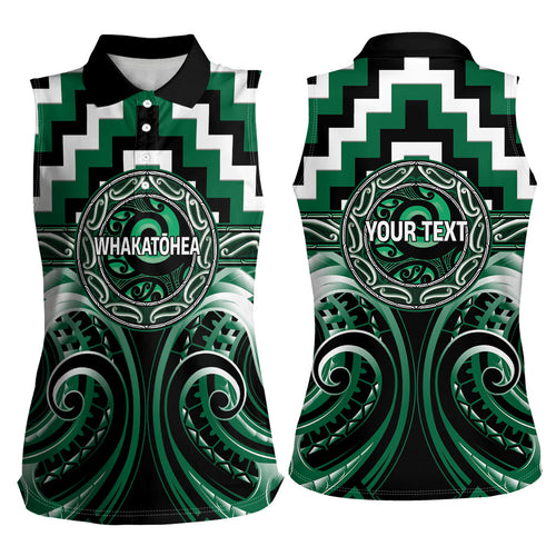 Aotearoa Whakatohea Personalised Women Sleeveless Polo Shirt Maori Iwi Poutama Puhoro Tattoo