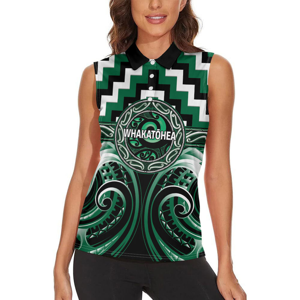 Aotearoa Whakatohea Personalised Women Sleeveless Polo Shirt Maori Iwi Poutama Puhoro Tattoo
