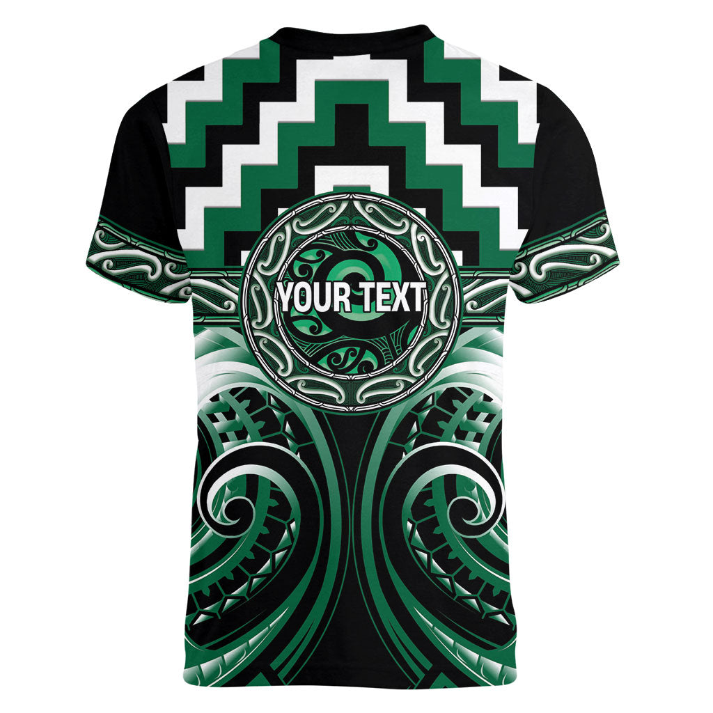 Aotearoa Whakatohea Personalised Women V-Neck T-Shirt Maori Iwi Poutama Puhoro Tattoo