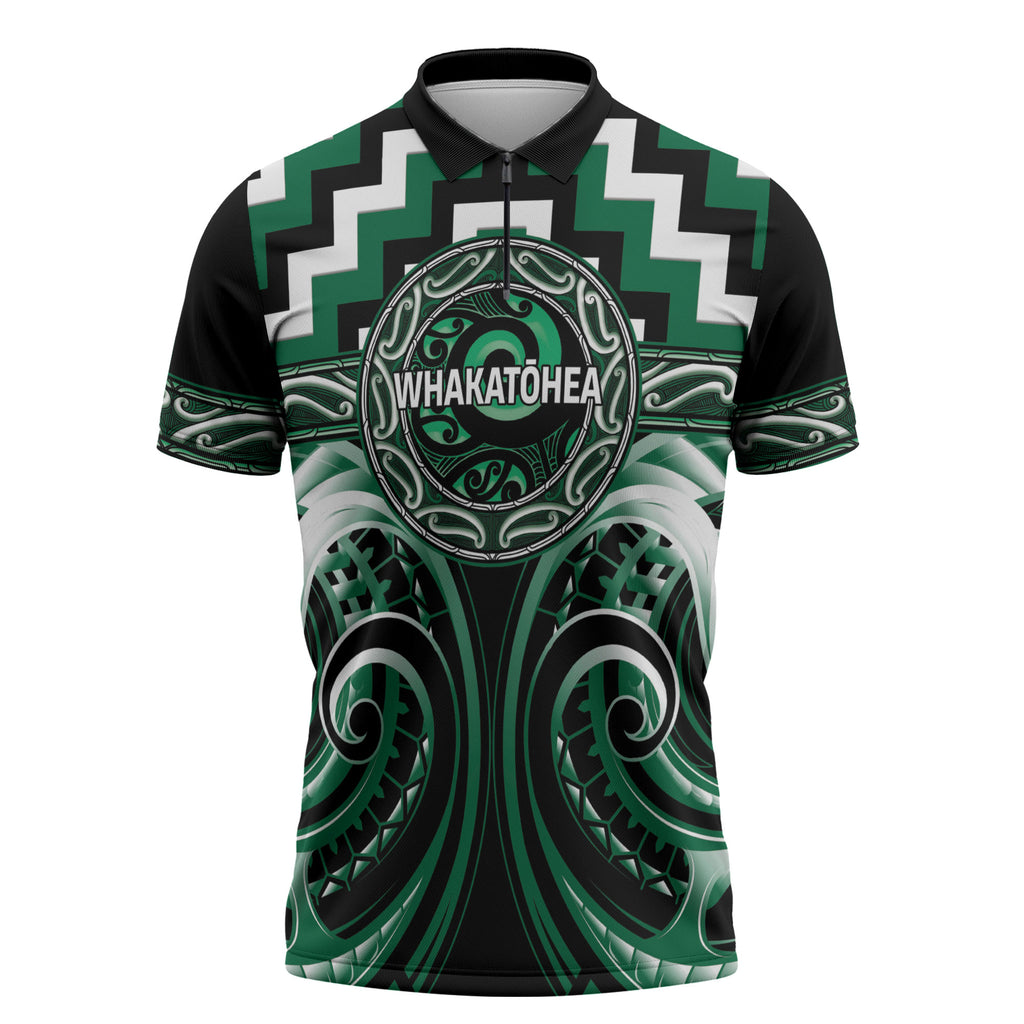 Aotearoa Whakatohea Personalised Zipper Polo Shirt Maori Iwi Poutama Puhoro Tattoo