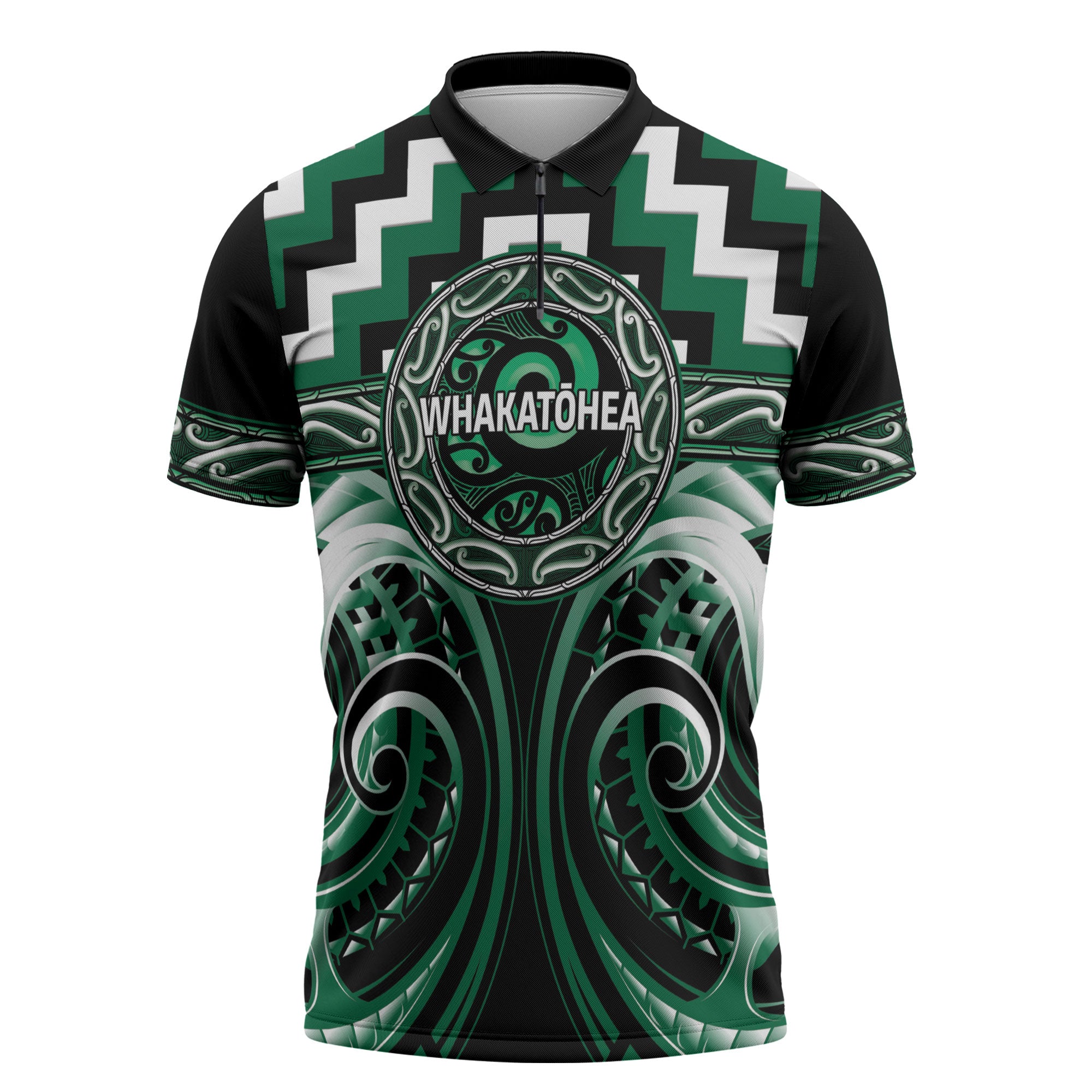 Aotearoa Whakatohea Personalised Zipper Polo Shirt Maori Iwi Poutama Puhoro Tattoo