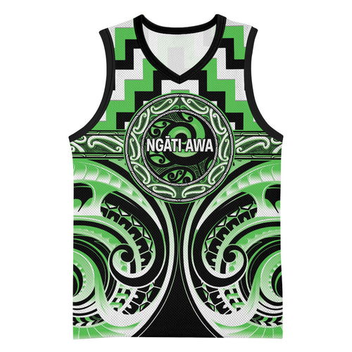 Aotearoa Ngati Awa Personalised Basketball Jersey Maori Iwi Poutama Puhoro Tattoo
