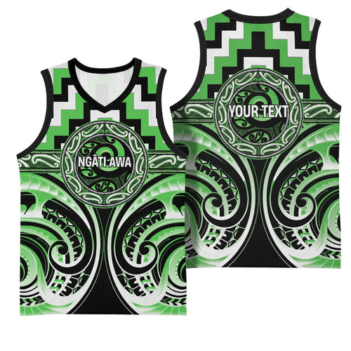 Aotearoa Ngati Awa Personalised Basketball Jersey Maori Iwi Poutama Puhoro Tattoo