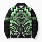 Aotearoa Ngati Awa Personalised Bomber Puffer Jacket Maori Iwi Poutama Puhoro Tattoo