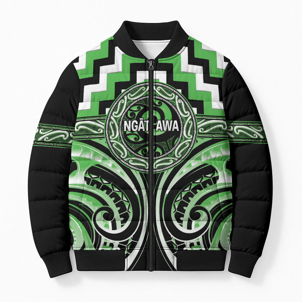 Aotearoa Ngati Awa Personalised Bomber Puffer Jacket Maori Iwi Poutama Puhoro Tattoo