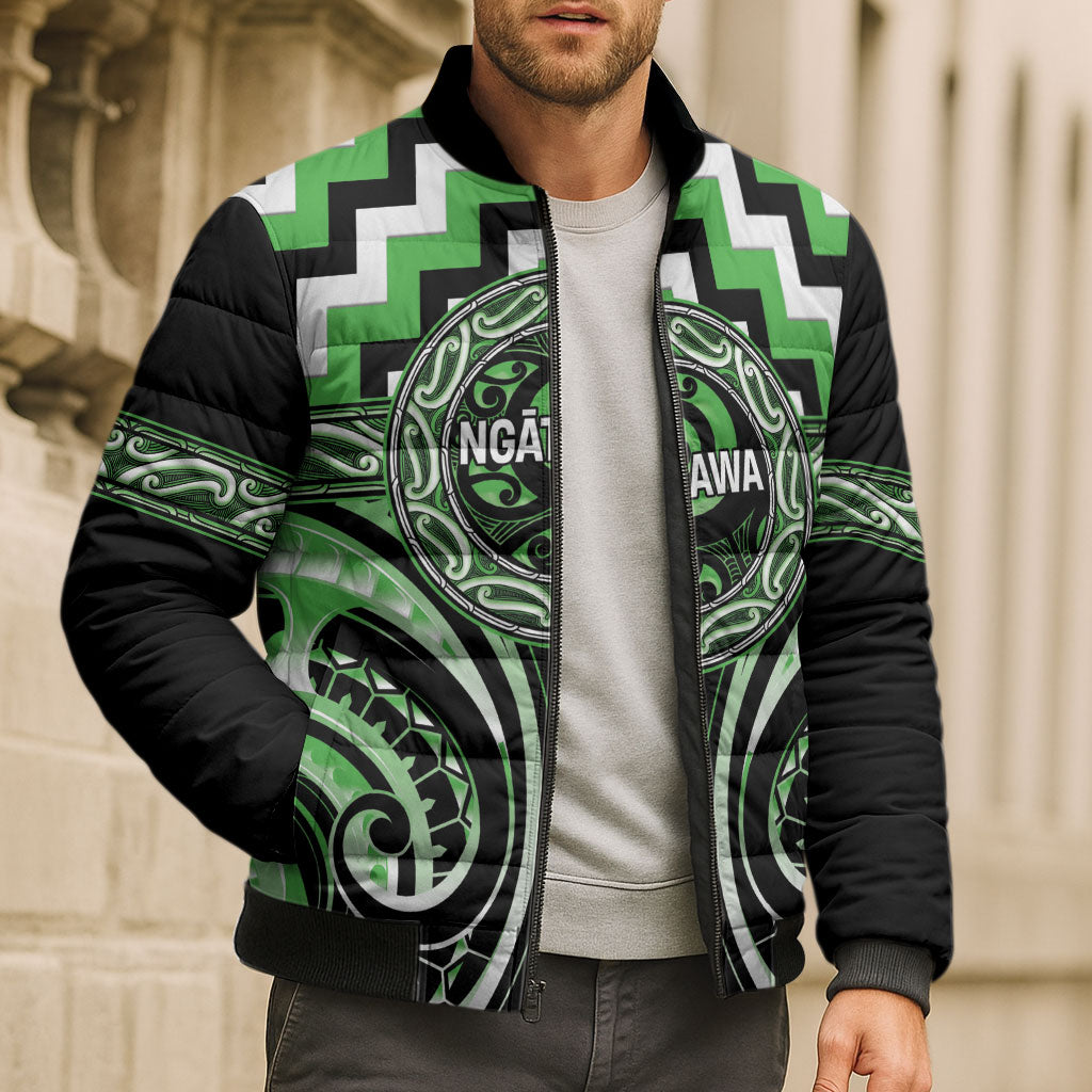 Aotearoa Ngati Awa Personalised Bomber Puffer Jacket Maori Iwi Poutama Puhoro Tattoo