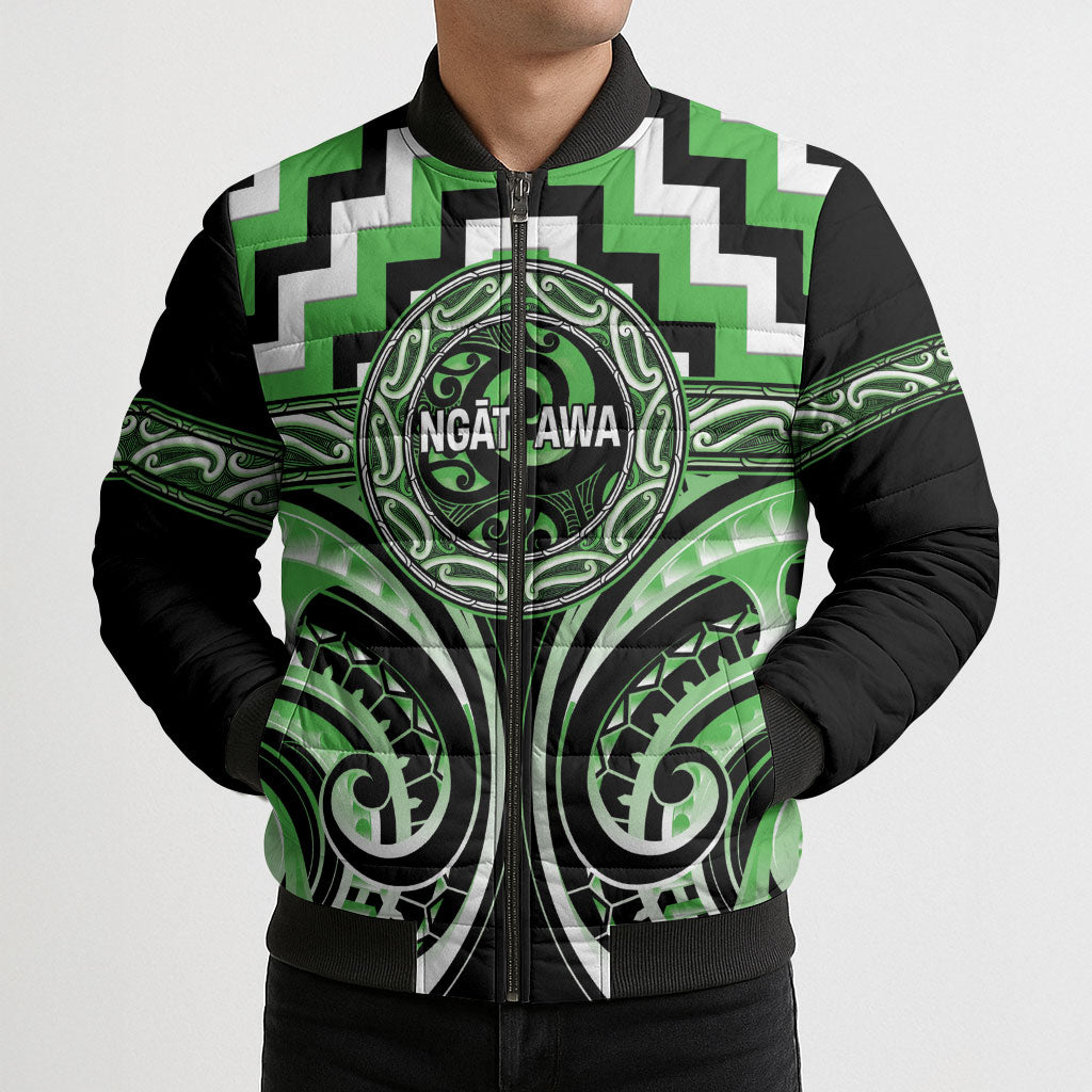Aotearoa Ngati Awa Personalised Bomber Puffer Jacket Maori Iwi Poutama Puhoro Tattoo