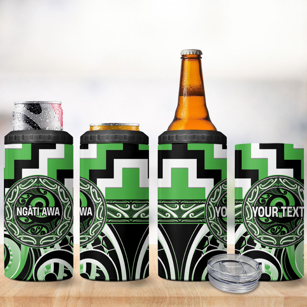 Aotearoa Ngati Awa Personalised 4 in 1 Can Cooler Tumbler Maori Iwi Poutama Puhoro Tattoo