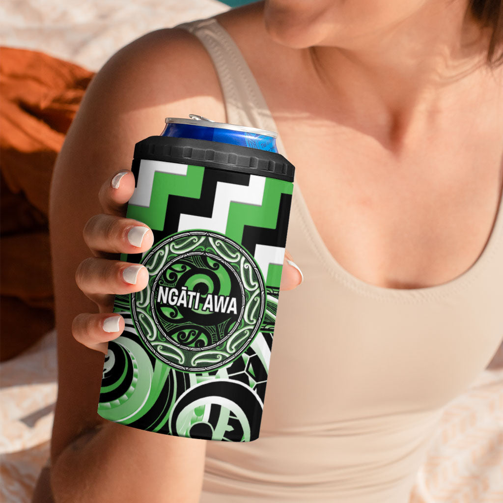 Aotearoa Ngati Awa Personalised 4 in 1 Can Cooler Tumbler Maori Iwi Poutama Puhoro Tattoo