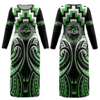 Aotearoa Ngati Awa Personalised Couples Matching Long Sleeve Bodycon Dress and Hawaiian Shirt Maori Iwi Poutama Puhoro Tattoo