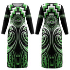 Aotearoa Ngati Awa Personalised Couples Matching Long Sleeve Bodycon Dress and Long Sleeve Button Shirt Maori Iwi Poutama Puhoro Tattoo