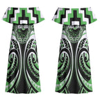 Aotearoa Ngati Awa Personalised Couples Matching Off Shoulder Maxi Dress and Hawaiian Shirt Maori Iwi Poutama Puhoro Tattoo