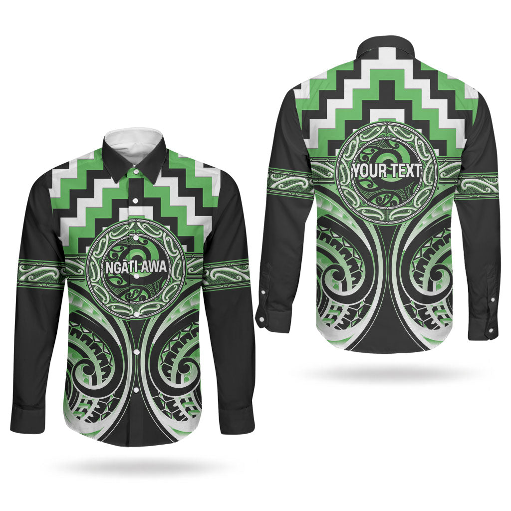 Aotearoa Ngati Awa Personalised Couples Matching Off Shoulder Maxi Dress and Long Sleeve Button Shirt Maori Iwi Poutama Puhoro Tattoo