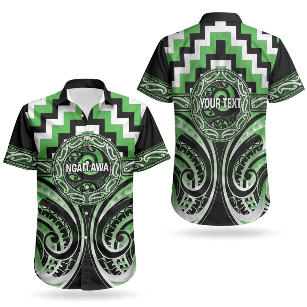 Aotearoa Ngati Awa Personalised Couples Matching Off The Shoulder Long Sleeve Dress and Hawaiian Shirt Maori Iwi Poutama Puhoro Tattoo