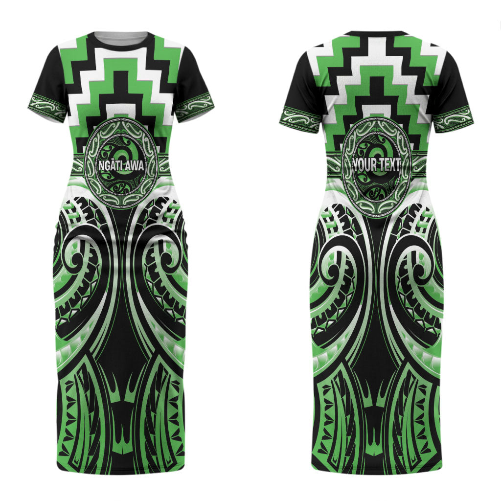 Aotearoa Ngati Awa Personalised Couples Matching Short Sleeve Bodycon Dress and Hawaiian Shirt Maori Iwi Poutama Puhoro Tattoo