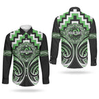 Aotearoa Ngati Awa Personalised Couples Matching Short Sleeve Bodycon Dress and Long Sleeve Button Shirt Maori Iwi Poutama Puhoro Tattoo