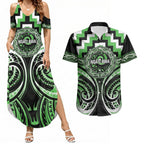 Aotearoa Ngati Awa Personalised Couples Matching Summer Maxi Dress and Hawaiian Shirt Maori Iwi Poutama Puhoro Tattoo