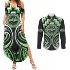 Aotearoa Ngati Awa Personalised Couples Matching Summer Maxi Dress and Long Sleeve Button Shirt Maori Iwi Poutama Puhoro Tattoo