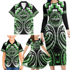 Aotearoa Ngati Awa Personalised Family Matching Long Sleeve Bodycon Dress and Hawaiian Shirt Maori Iwi Poutama Puhoro Tattoo