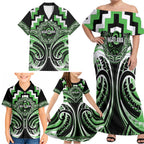 Aotearoa Ngati Awa Personalised Family Matching Off Shoulder Maxi Dress and Hawaiian Shirt Maori Iwi Poutama Puhoro Tattoo