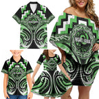 Aotearoa Ngati Awa Personalised Family Matching Off Shoulder Short Dress and Hawaiian Shirt Maori Iwi Poutama Puhoro Tattoo