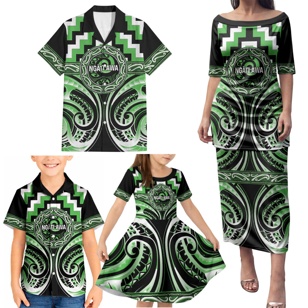 Aotearoa Ngati Awa Personalised Family Matching Puletasi and Hawaiian Shirt Maori Iwi Poutama Puhoro Tattoo