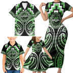 Aotearoa Ngati Awa Personalised Family Matching Short Sleeve Bodycon Dress and Hawaiian Shirt Maori Iwi Poutama Puhoro Tattoo