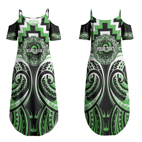 Aotearoa Ngati Awa Personalised Family Matching Summer Maxi Dress and Hawaiian Shirt Maori Iwi Poutama Puhoro Tattoo
