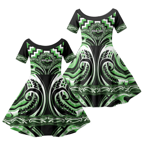 Aotearoa Ngati Awa Personalised Family Matching Summer Maxi Dress and Hawaiian Shirt Maori Iwi Poutama Puhoro Tattoo